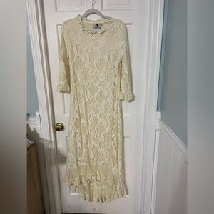 Dainty Jewells Cream Long Sleeve Lace Dress